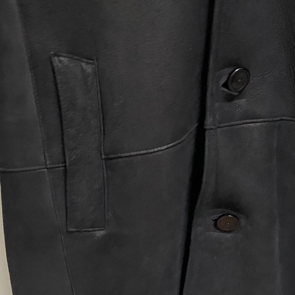 Vintage Arte Pelle 💯 Sheepskin Shearling Long Black Leather Coat, Made in 🇨🇦 - Picture 7 of 16